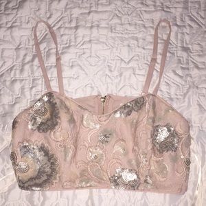 Blush & silver sequin crop top - Forever 21